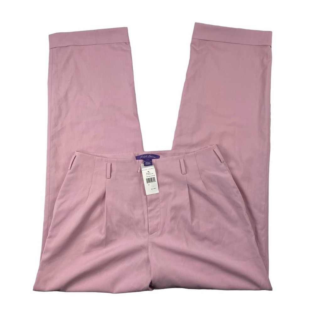 Ralph Lauren Purple Label Light Purple Wool Pleated Flare Dress Pants 12 NWT